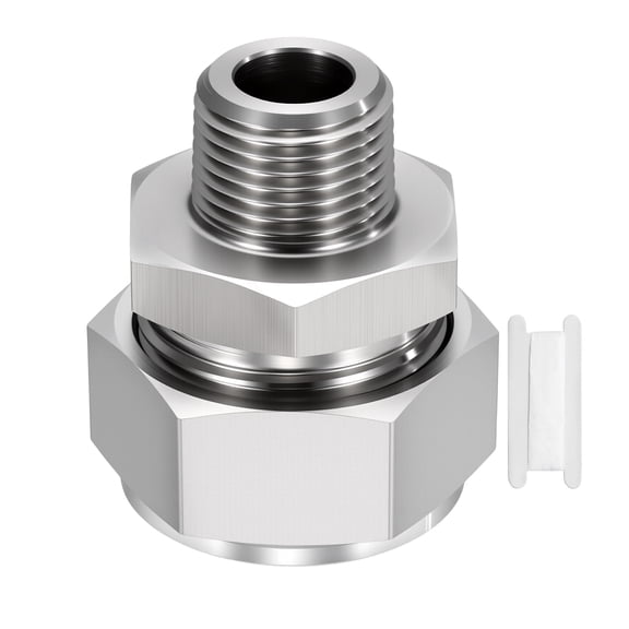 Uxcell 304 Stainless Steel Compression Tube Pipe Fitting, 1" OD Compression x 1/2" NPT Male Union Connector, Straight Coupling Adapter Pipe Fitting with Double Ferrules Tape