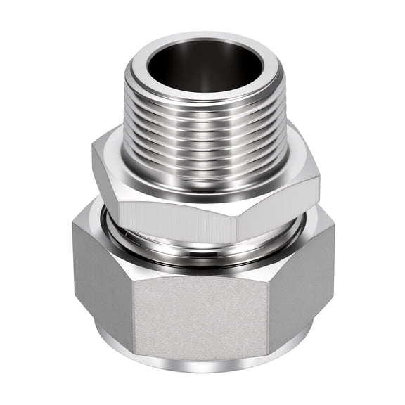 Uxcell 304 Stainless Steel Compression Tube Pipe Fitting, 1" OD Compression x 3/4" NPT Male Union Connectors, Straight Coupling Adapter Pipe Fitting with Double Ferrules