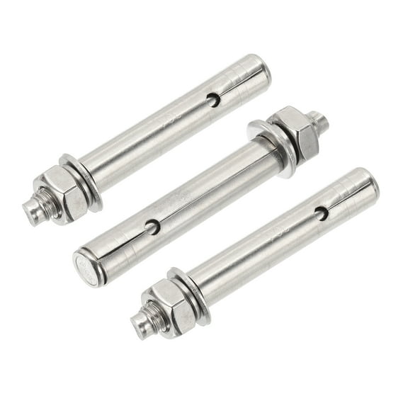 Uxcell 304 Stainless Steel Expansion Bolts, External Hex for Concrete Drywall Construction Projects M10 x 100mm 3 Pcs