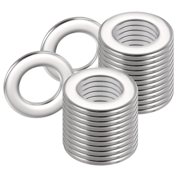 Uxcell 304 Stainless Steel Flat Washer M16 30mm OD x 3mm Thick, Silver Finish - 25PCS Crush Metric Metal Washers Sealing Gasket Ring for Mechanical Industry, Bolts, Screws, Automotive
