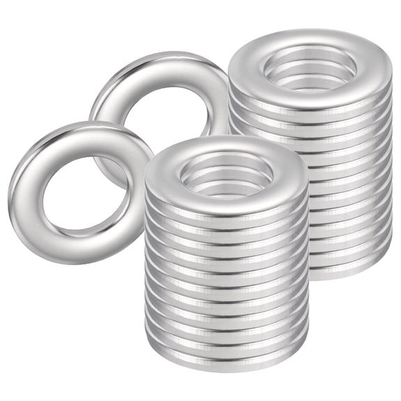 Uxcell 304 Stainless Steel Flat Washer M8 16mm OD x 1.6mm Thick, Silver Finish - 25PCS Crush Metric Metal Washers Sealing Gasket Ring for Mechanical Industry, Bolts, Screws, Automotive