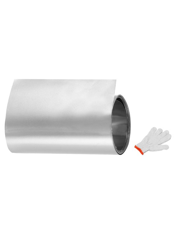 304 Stainless Steel Foil Roll, 0.01mm x 50mm x 1.5m Metal Strip Plate Sheet Stainless Steel Flashing Roll with Gloves for Crafts DIY Roofs Panels Electronic Window, Silver
