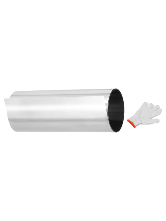 304 Stainless Steel Foil Roll, 0.08mm x 100mm x 1.5m Metal Strip Plate Sheet Stainless Steel Flashing Roll with Gloves for Crafts DIY Roofs Panels Electronic Window, Silver