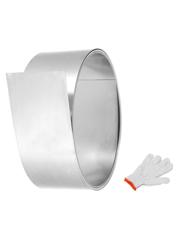 304 Stainless Steel Foil Roll, 0.1mm x 20mm x 1.5m Metal Strip Plate Sheet Stainless Steel Flashing Roll with Gloves for Crafts DIY Roofs Panels Electronic Window, Silver