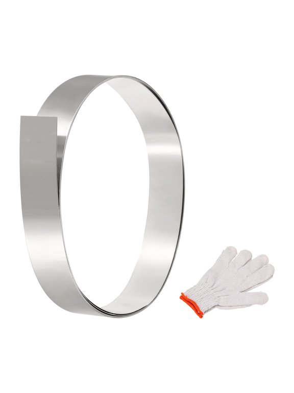 304 Stainless Steel Foil Roll, 0.4mm x 30mm x 2.4m Metal Strip Plate Sheet Stainless Steel Flashing Roll with Gloves for Crafts DIY Roofs Panels Electronic Window, Silver