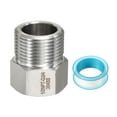 thumbnail image 1 of Uxcell 304 Stainless Steel Forged Pipe Fitting, 1/2" NPT Female to G3/4" G Thread Adapter Hex Pipe Fitting Adapter for Hose Line Connection Convert, Silver(1.3x1.18"), 1 of 6