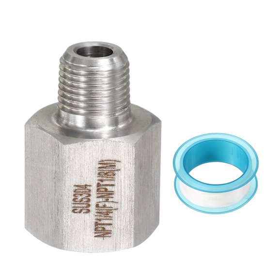 Uxcell 304 Stainless Steel Forged Pipe Fitting, 1/4" NPT Female to 1/8" NPT Thread Adapter Hex Pipe Fitting Adapter for Hose Line Connection Convert, Silver(1.06x0.75")
