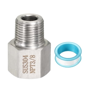 Uxcell 304 Stainless Steel Forged Pipe Fitting, 3/8" NPT Female to 3/8" NPT Thread Adapter Hex Pipe Fitting Adapter for Hose Line Connection Convert, Silver(1.3x0.98")