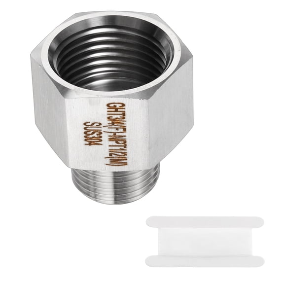 Uxcell 304 Stainless Steel Hex Nipple 3/4" GHT Female x 1/2" NPT Male Straight Thread Pipe Fitting Extension Pipe Fittings Connector Adapter for Water Oil Gas Tub