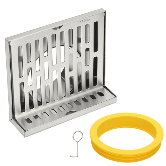 Uxcell 304 Stainless Steel L-Shaped Wall Drain, Right Angle Floor Balcony Drain Side Outlet Floor Drain for Outdoor Balcony, Patio, Wall Mount Corner Drain(5.91", Gunmetal Grey)