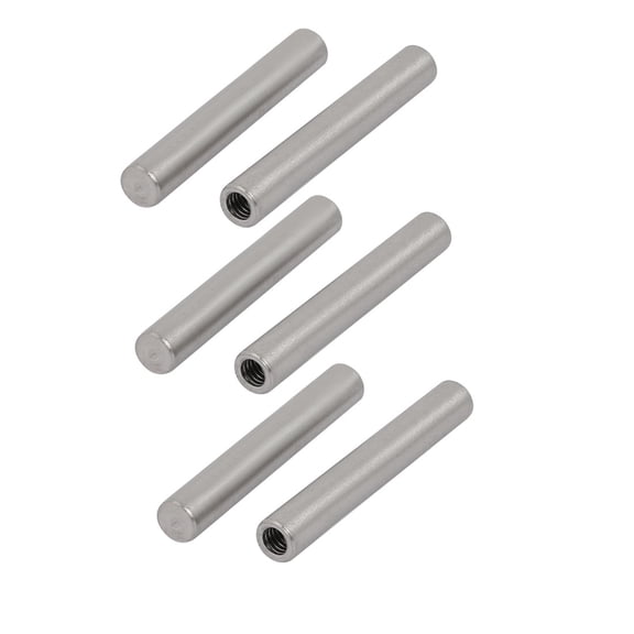 Uxcell 304 Stainless Steel M4 Female Thread 6mm x 40mm Cylindrical Dowel Pin 6pcs