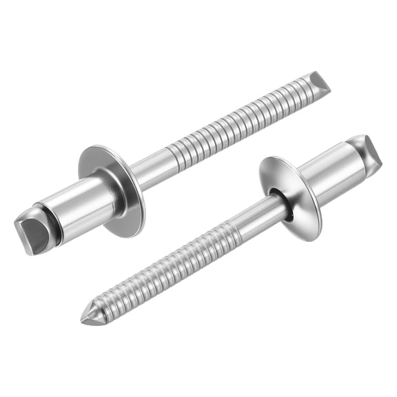 Uxcell 304 Stainless Steel Open End Blind Rivets Dome Head Rivet 1/4" x 3/8", Silver Finish - 25PCS Heavy Duty Fasteners for Automotive, Marine, RV, HVAC, Furniture