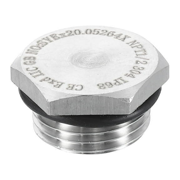 Uxcell 304 Stainless Steel Pipe Plug Fitting 1/2" NPT Male Thread Outer Hex Head Cap Hexagonal Head Bung Plugs Fittings with Sealing Rubber Ring for Air Water Oil Gas Tube