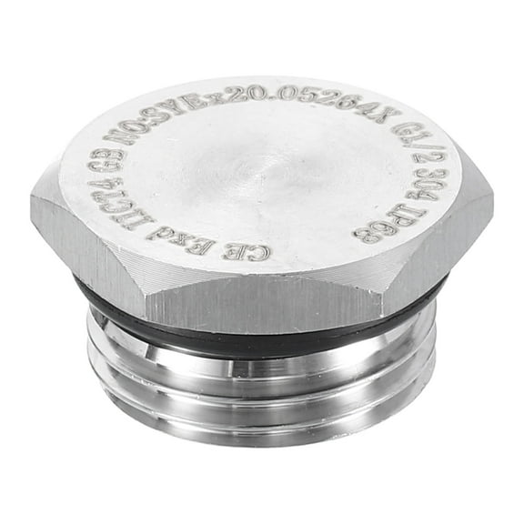 Uxcell 304 Stainless Steel Pipe Plug Fitting G1/2 Male Thread Outer Hex Head Cap Hexagonal Head Bung Plugs Fittings with Seal Ring for Air Water Oil Gas Tube