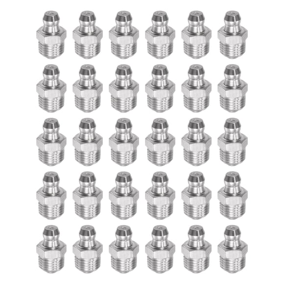 Uxcell 304 Stainless Steel Straight Hydraulic Grease Fitting M10 x 1mm Thread 30 Pack
