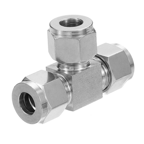 Uxcell 304 Stainless Steel Tee Compression Tube Fitting 3/8" ID x3/4" OD, Pipes Adapter, Silver