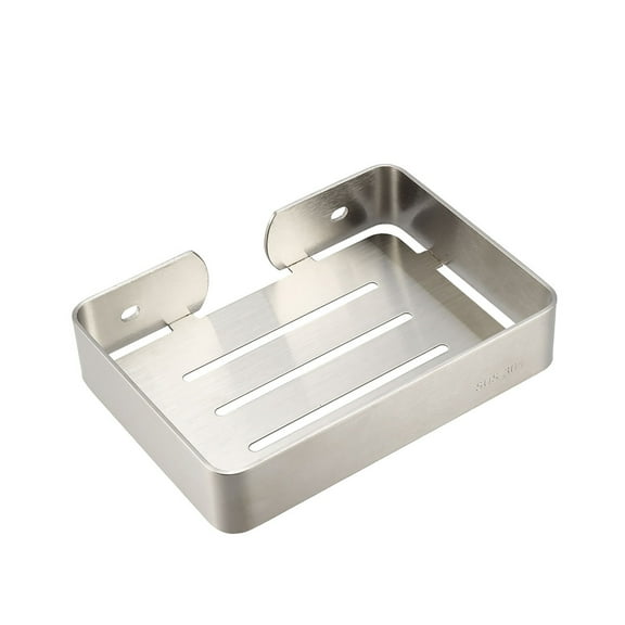 Uxcell 304 Stainless Steel Wall Mounted Soap Dish Holder Wire Drawing 5.31" x 3.82" x 1.06" Silver