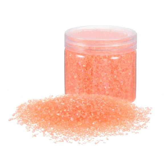 Uxcell 305g Crushed Glass Chips 3-6mm Irregular Broken Sprinkles Chunky Glass for Crafts DIY Vase Filler, Orange Red