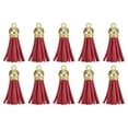 thumbnail image 1 of Uxcell 30Pack 1.5" Leather Tassels Keychain Charm with Gold Cap for DIY, Red, 1 of 6