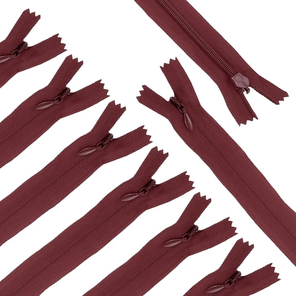 Uxcell 30Pack 10" Nylon Coil Zippers, #3 Closed End Jacket Zippers, Wine Red