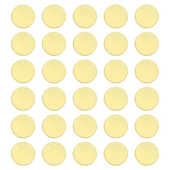Uxcell 30Pack 20mm Blank Round Solid Brass Tags with Hole Stamping Tag for DIY Projects