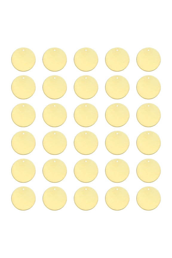 30Pack 20mm Blank Round Solid Brass Tags with Hole Stamping Tag for DIY Projects