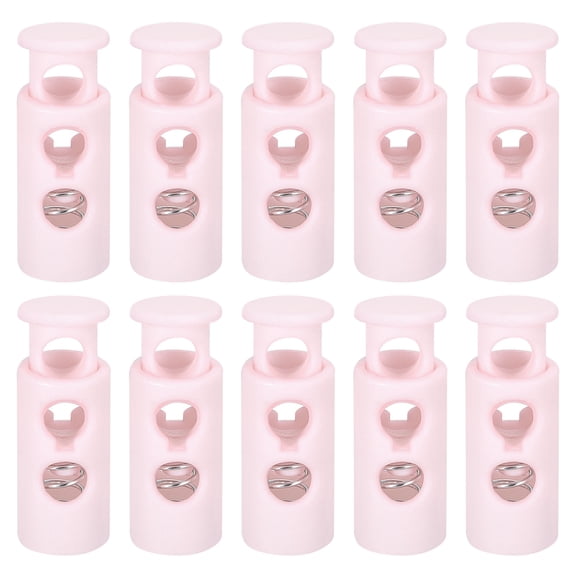 Uxcell 30Pack 4mm Cord Lock Plastic Double Hole Spring Toggle Stoppers, Light Pink