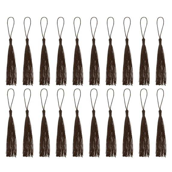 Uxcell 30Pack 5" Silky Bookmark Tassels with Loop for DIY Craft Accessory, Dark Coffee
