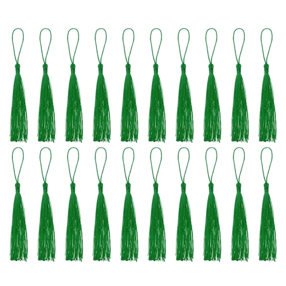 Uxcell 30Pack 5" Silky Bookmark Tassels with Loop for DIY Craft Accessory, Lawn Green