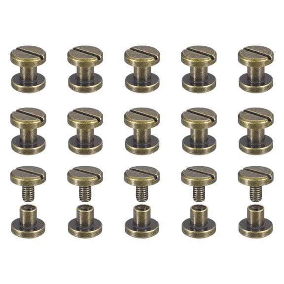 Uxcell 30Pack Brass Chicago Screws, 3x8mm Post Nail Stud Rivets for Craft Bronze