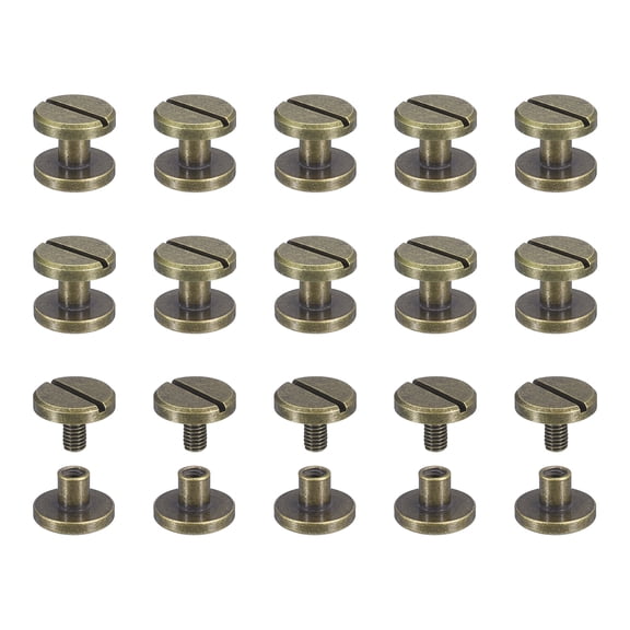 Uxcell 30Pack Brass Chicago Screws, 4x10mm Post Nail Stud Rivets for Craft Bronze