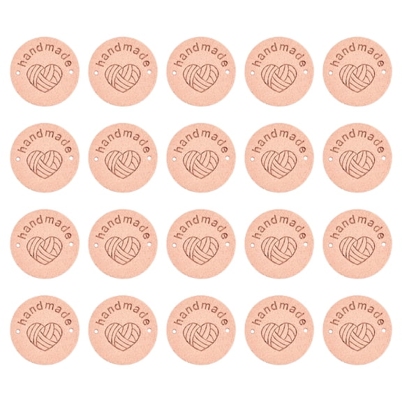 Uxcell 30Pack Microfiber Handmade Leather Label Sewing Embossed Crochet Tags, Pink