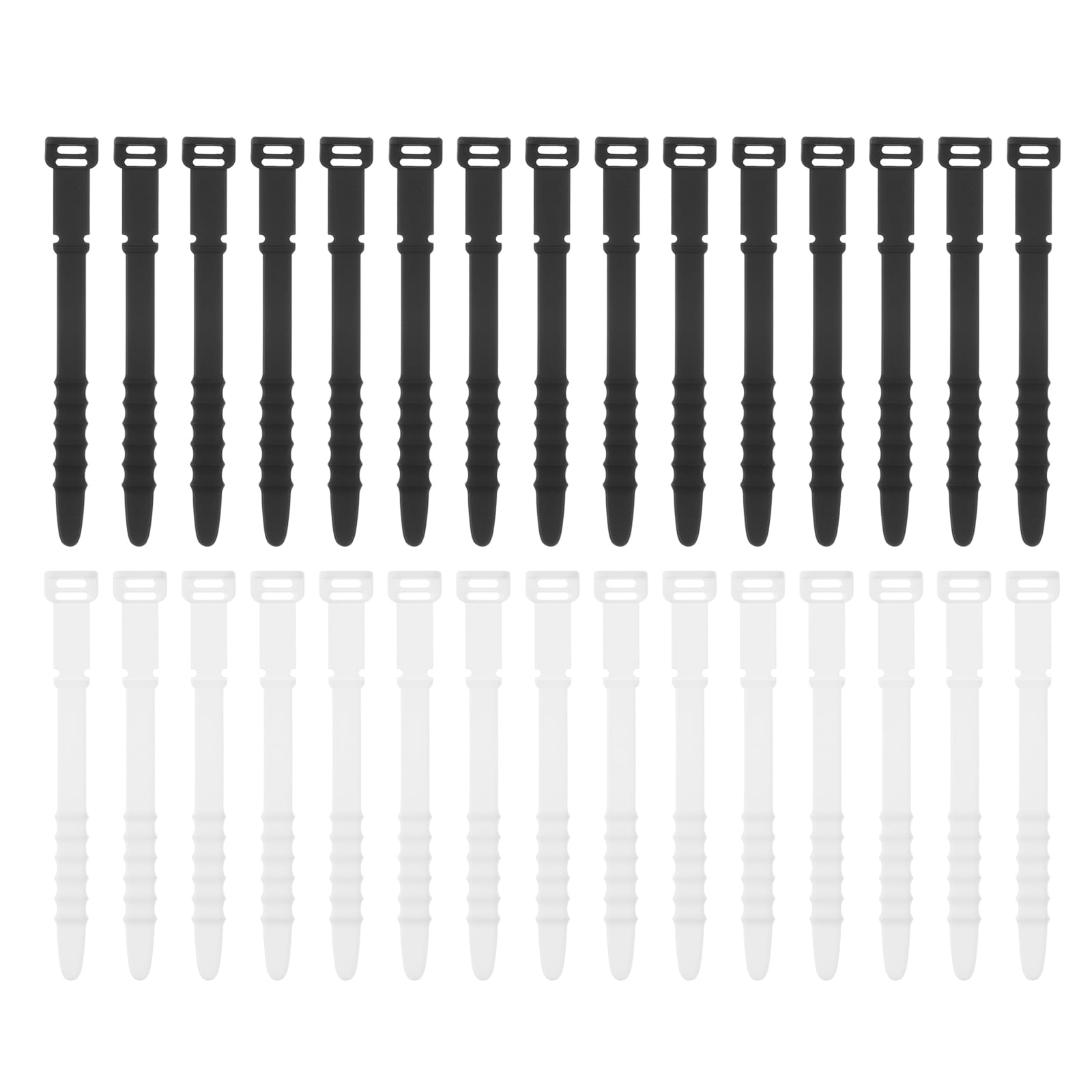 20 Pack Reusable Silicone Zip Ties (Black) - 4.37 Inch Self-Locking Cable Management Straps, Cord Organizers