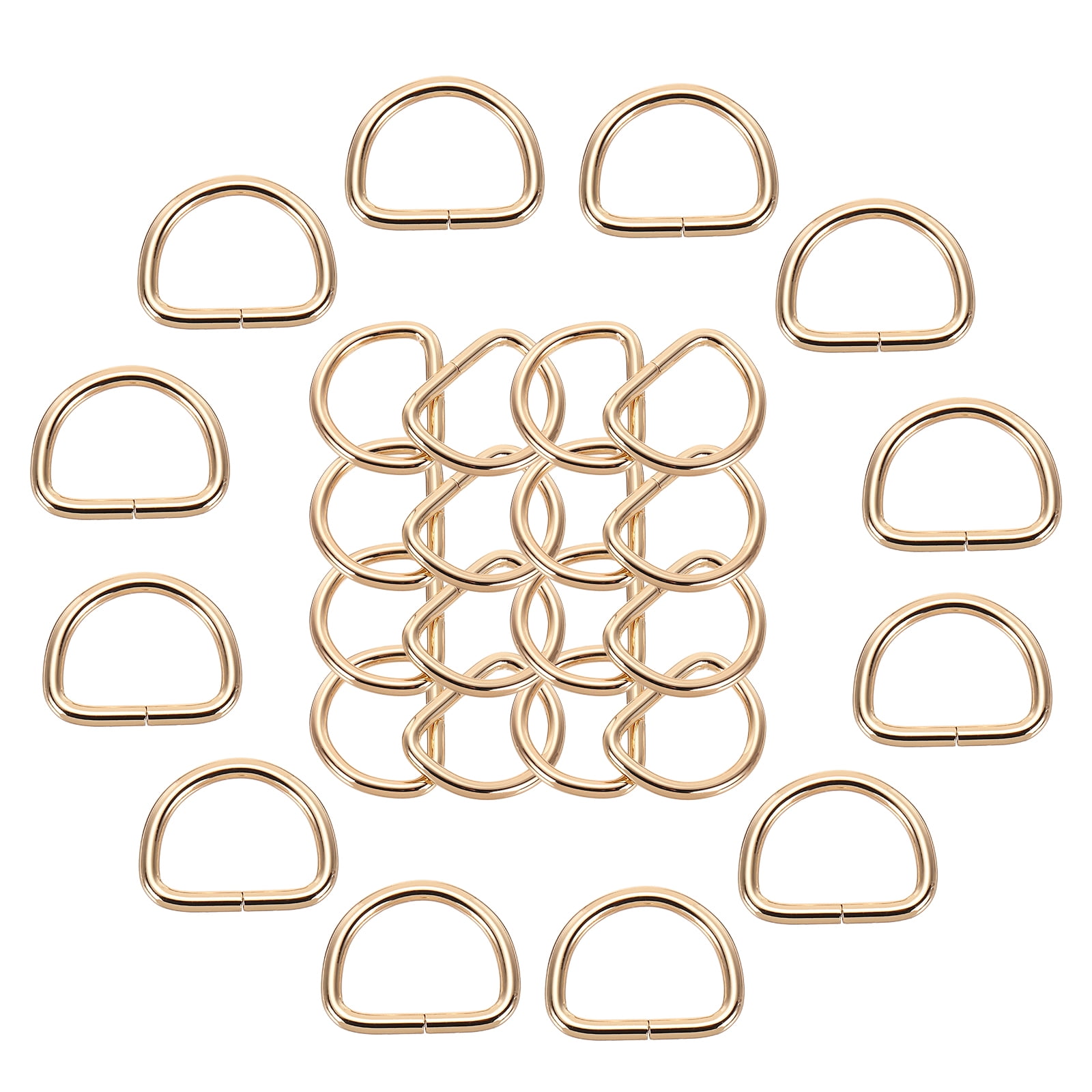 Uxcell 30Pcs 1 x 0.7 Inch Metal D Rings, Gold Welded Rings Buckles ...