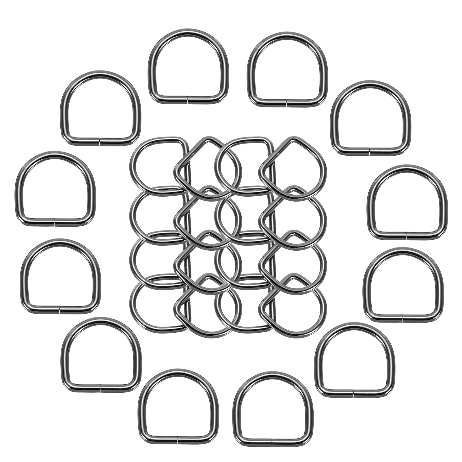 Uxcell 30Pcs 1 x 1 Inch Metal D Rings, Black Welded Rings Buckles ...