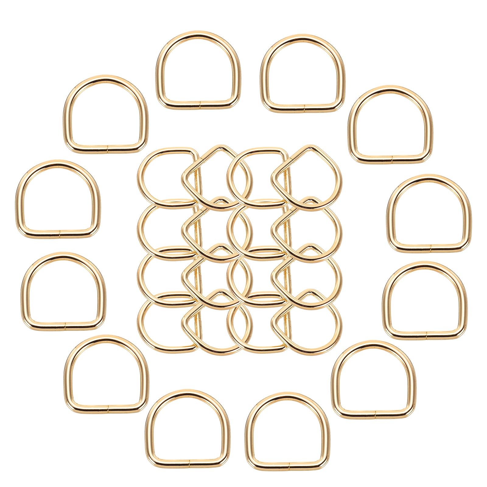 Uxcell 30Pcs 1 x 1 Inch Metal D Rings, Gold Welded Rings Buckles, Solid ...