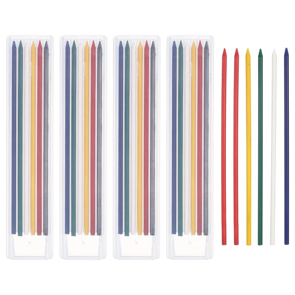 Uxcell 30Pcs 2.8mm Carpenter Pencil Refills, Solid Dry Pencil Refills Break Resistant Refill for Mechanical Carpenter Construction Pencils Art Drafting, Multicolor