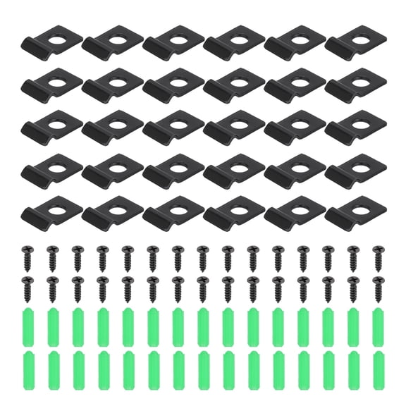 Uxcell 30Pcs 2mm(1/16") One Hole Pipe Strap, Rigid U Brackets Conduit Clamp Heavy Duty Carbon Steel Pipe Strap Clip with Self-Tapping Screws and Expansion Tube for Fixing Wire Cord