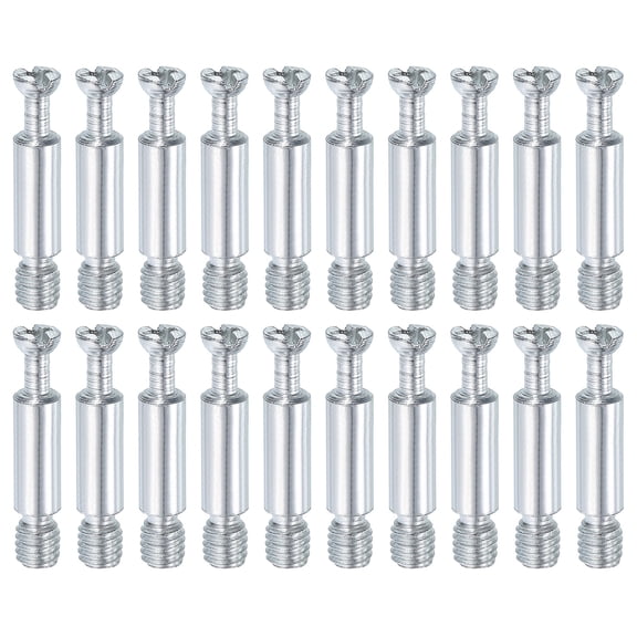 Uxcell 30Pcs 32mm Furniture Connecting Fittings, Thread Bolts Dowels Screws, Silver