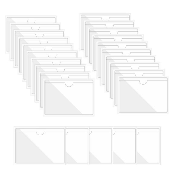 Uxcell 30Pcs 3x5" Self Adhesive Index Card Pockets with Top Open for Loading, Clear