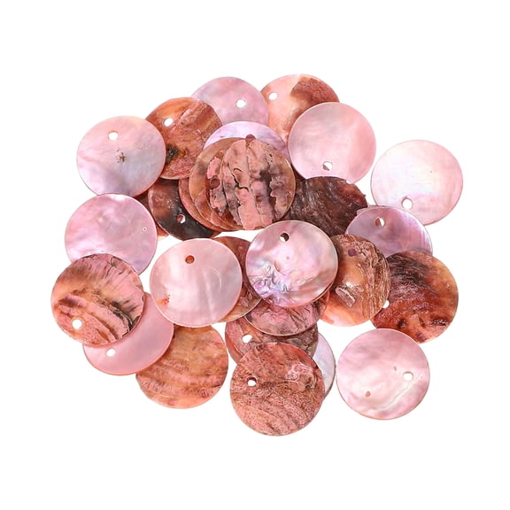 Uxcell 30Pcs Capiz Shells, 1.5cm/0.6" Round Cherry Pink Shells with 2 Holes for Seashell Wind Chimes Curtain Shell Garland DIY Jewelry Craft Wedding Home Decoration, Cherry Pink