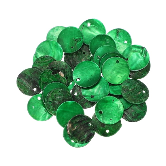 Uxcell 30Pcs Capiz Shells, 1.5cm/0.6" Round Grass Green Shells with 2 Holes for Seashell Wind Chimes Curtain Shell Garland DIY Jewelry Craft Wedding Home Decoration, Grass Green