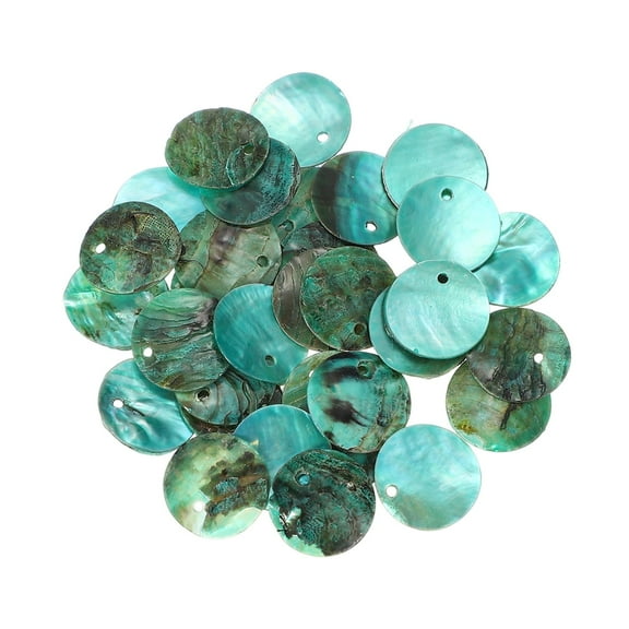 Uxcell 30Pcs Capiz Shells, 1.5cm/0.6" Round Lake Blue Shells with 2 Holes for Seashell Wind Chimes Curtain Shell Garland DIY Jewelry Craft Wedding Home Decoration, Lake Blue