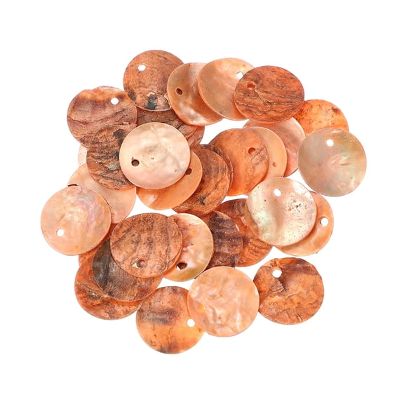 Uxcell 30Pcs Capiz Shells, 1.5cm/0.6" Round Light Orange Shells with 2 Holes for Seashell Wind Chimes Curtain Shell Garland DIY Jewelry Craft Wedding Home Decoration, Light Orange