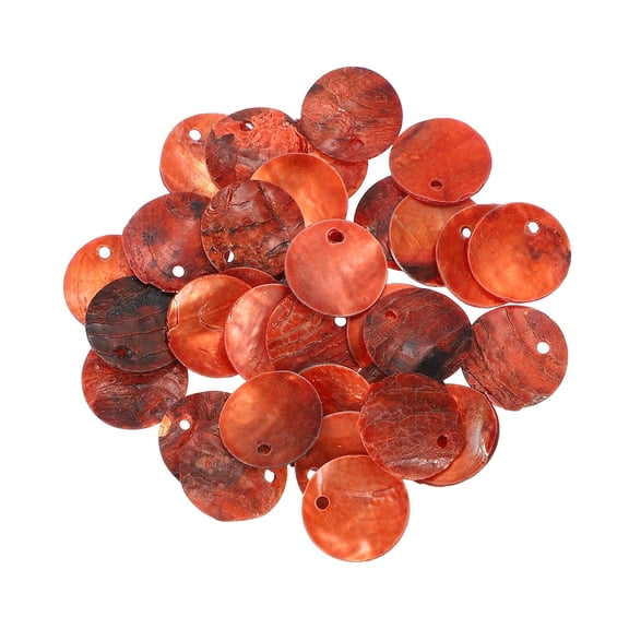 Uxcell 30Pcs Capiz Shells, 1.5cm/0.6" Round Orange Shells with 2 Holes for Seashell Wind Chimes Curtain Shell Garland DIY Jewelry Craft Wedding Home Decoration, Orange