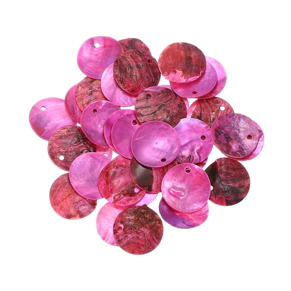 Uxcell 30Pcs Capiz Shells, 1.5cm/0.6" Round Rose Red Shells with 2 Holes for Seashell Wind Chimes Curtain Shell Garland DIY Jewelry Craft Wedding Home Decoration, Rose Red