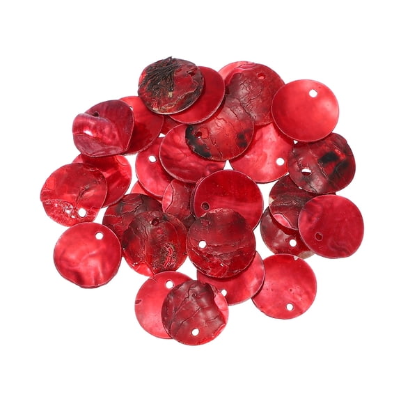 Uxcell 30Pcs Capiz Shells, 1.5cm/0.6" Round Wine Red Shells with 2 Holes for Seashell Wind Chimes Curtain Shell Garland DIY Jewelry Craft Wedding Home Decoration, Wine Red