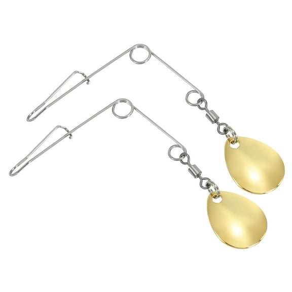 Uxcell 30Pcs Fishing Spinnerbait Wire with Blade, Large-sized Water-drop, Gold Tone