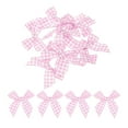 thumbnail image 1 of Uxcell 30Pcs Mini Gingham Ribbon Bow 1.5" Checkered Fabric Satin Ribbon Bows for Craft Pink and White, 1 of 6