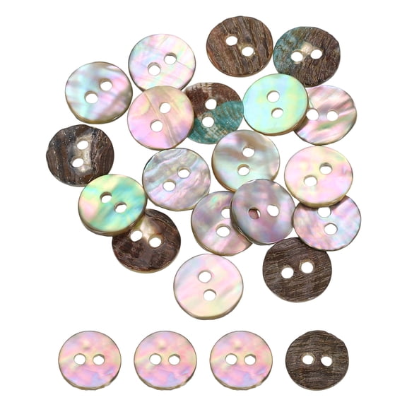 Uxcell 30Pcs Natural Shell Buttons, 11.5mm 2-Hole Round Shell Craft Sewing Button, Decorative Accessories for Coats, Shirts, Clothing DIY Projects, Natural Color